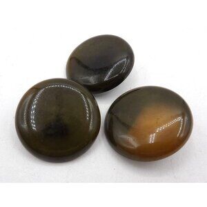 Coat Button Variegated Gold to Brown Color Metal Shank 3 Count 1⅜" inch Diameter